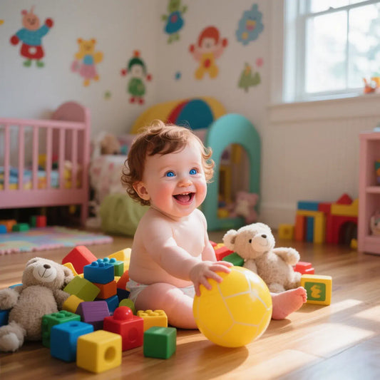 Cute baby playing happily